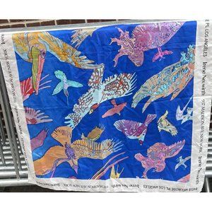 IRENE NEUWIRTH Scarf Silk Hand Rolled 35” Eagle Hummingbird Moose Birds